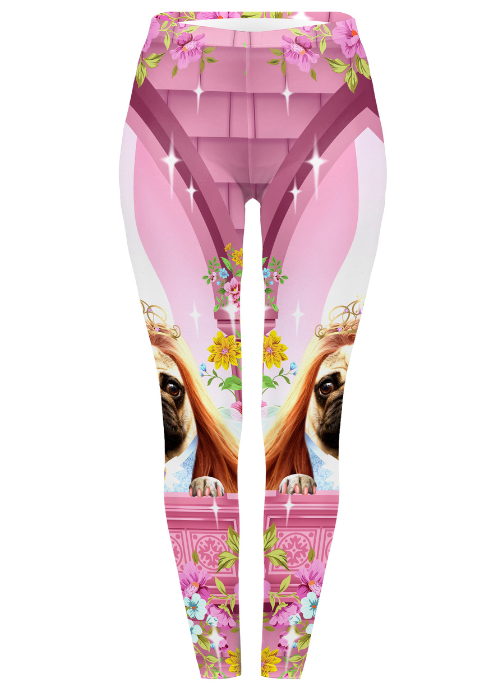 Regular Leggings (8-12 UK Size) - Princess Pugerella - Kukubird-UK