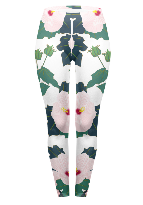 Regular Leggings (8-12 UK Size) - Sweet Hibiscus - Kukubird-UK