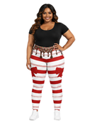 Curve Leggings (14-18 UK Size) - Sweet Candy Cane