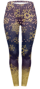 Regular Leggings (8-14 UK Size) - Golden Snowflake