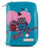 Kukubird Medium Purse 2 owl's love - Blue - Kukubird_UK