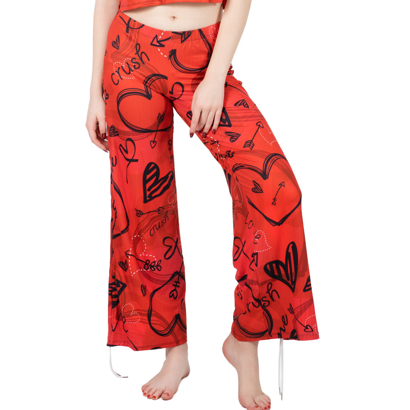 Loungewear Red Heart Doodles (UK Size 8-14) - Kukubird-UK