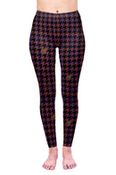 Regular Leggings (8-12 UK Size) - Magenta Dogtooth - Kukubird_UK